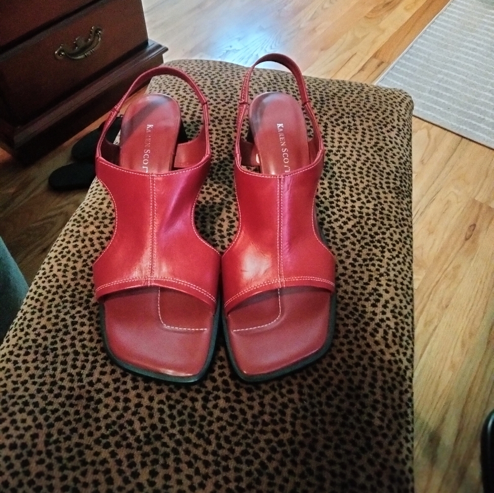 Slingback Red Leather Sandals